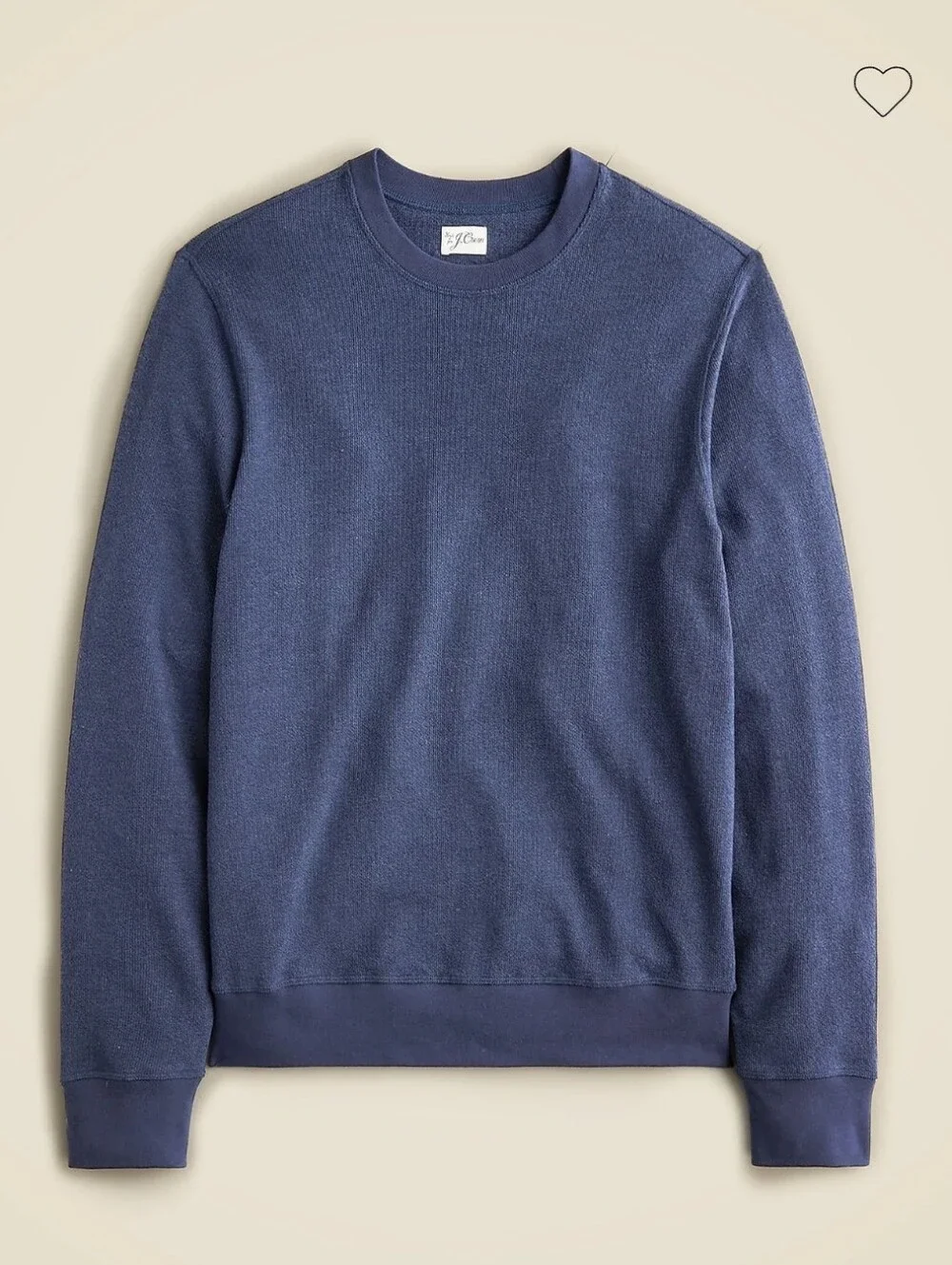 J.Crew Navy Crewneck Thermal Pullover Long-sleeve textured sweater-tee Sz L $70